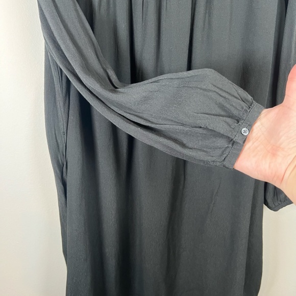 Gap Women's Crochet Yoke Shift Dress Black 3/4 Sleeve Lined Round Neck Pleats XL - Picture 5 of 9